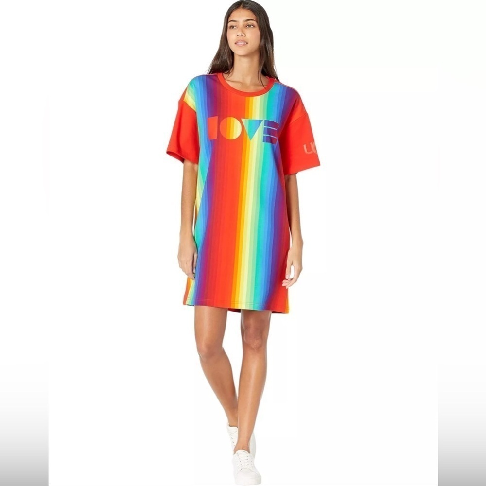UGG Rainbow Stripes Pride Logo Oversized T-Shirt Dress